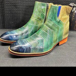 MELVIN & HAMILTON Ricky Striped Leather Dress Boots Shoes Casual Size 39-6.5